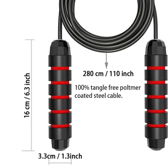New Jump Rope Ball Bearings Tangle Free Rapid Speed Cable Skipping Rope Set of 2 - Picture 3 of 7